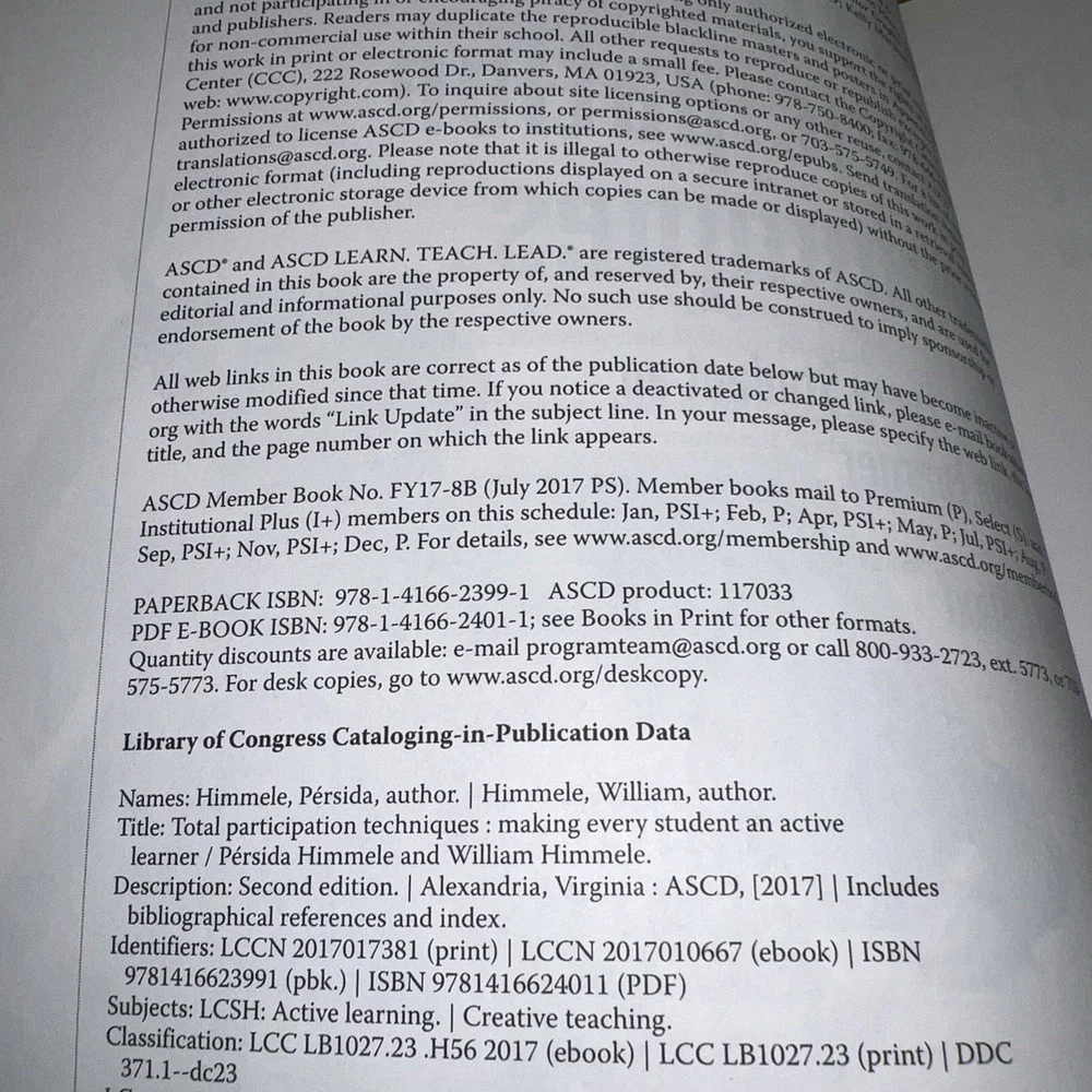 TOTAL PARTICIPATION TECHNIQUES: 2nd Ed By Himmele Education Textbook Teacher